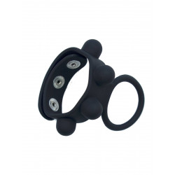 Rude Rider Cock Ring & Ball Strap Silicone Black (T6258)