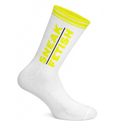 Sneak Freaxx Sneak Fetish Socks White Neon Yellow One Size (T7192)