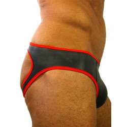 Rude Rider Neoprene Brief Open Back Bottoms Black/Red (T7472)