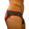 Rude Rider Neoprene Brief Open Back Bottoms Black/Red (T7472)