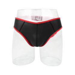 Rude Rider Neoprene Brief Open Back Bottoms Black/Red (T7472)