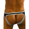 Rude Rider Neoprene Brief Open Back Bottoms Black/White (T7483)