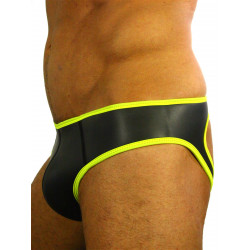 Rude Rider Neoprene Brief Open Back Bottoms Black/Yellow (T7471)