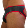 Rude Rider Neoprene Brief Open Back Bottoms Black/Red (T7472)