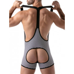 ToF Paris Stripes Push-Up Bottomless Singlet Navy/Black/White (T8187)