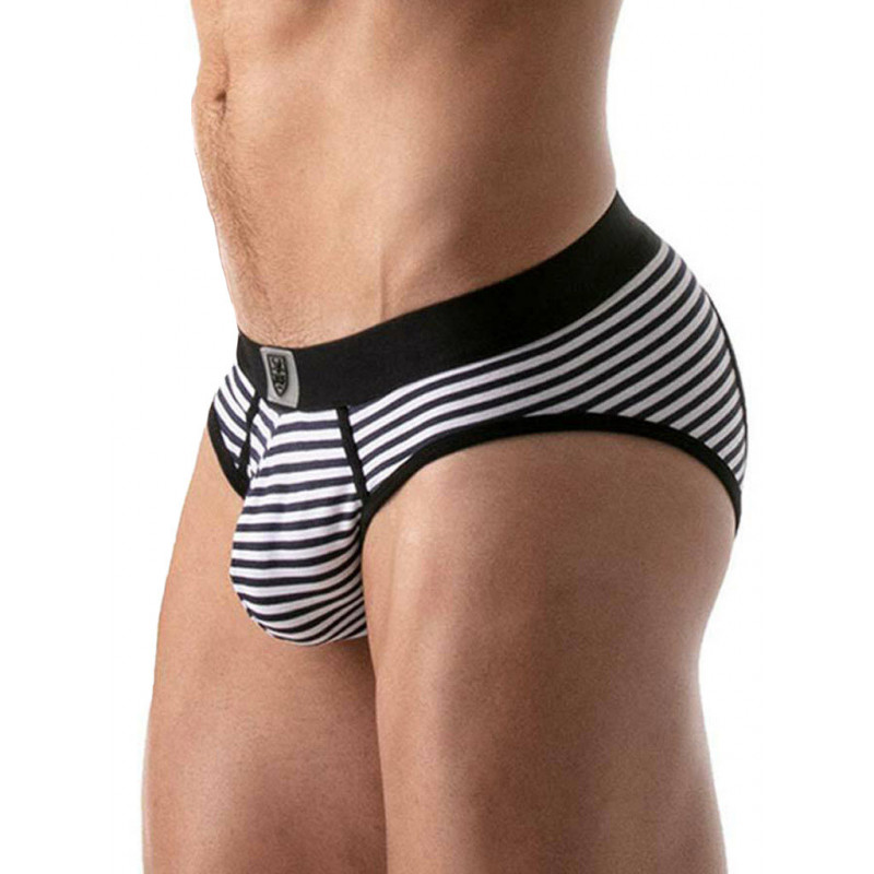 ToF Paris Stripes Push-Up Jockbrief Underwear Navy/Black/White (T8191)