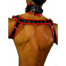 Rude Rider Shoulder Backstrap Harness Leather Black/Red (T7307)