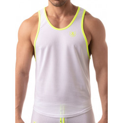 TOF Mesh Tank Top White/Neon Yellow (T8432)