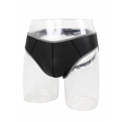 Rude Rider Neoprene Brief Open Back Bottoms Black/Grey (T7475)