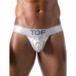 ToF Paris Star Stringless Thong Underwear Silver/White (T8995)