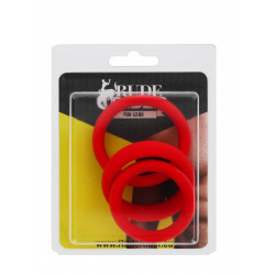 Rude Rider Silicone 3-Ring-Set Red (T9133)