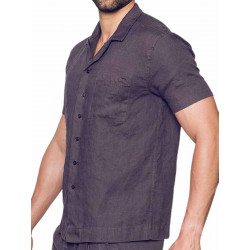 2Eros Breezy Linen Short Sleeve Classic Shirt Dark Gray (T9200)