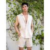 2Eros Breezy Single Button Wrap Vest Beige (T9199)