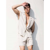 2Eros Breezy Single Button Wrap Vest Beige (T9199)