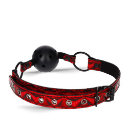 Rude Rider Ball Gag Diamond Pattern Red (T9070)