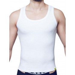 Supawear Ribbed Slashed Singlet Tank Top White (T9394)