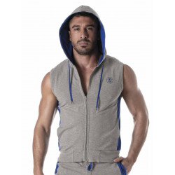 ToF Paris Zipped Sleeveless Hoodie Grey (T9477)