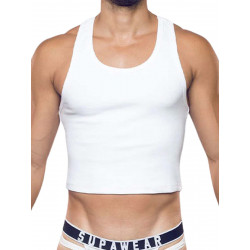 Supawear Ribbed Cropped Singlet Tank Top White (T9592)