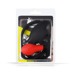 Rude Rider Inflatable Butt Plug Black/Red With Steel Ball Inside (T9126)