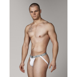 MM The Original Swimmer/Jogger Jockstrap Underwear White/Grey 1 inch (T6217)