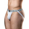 MM The Original Swimmer/Jogger Jockstrap Underwear White/Grey 1 inch (T6217)