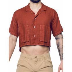 2eros Cropped Linen Shirt Bombay Brown (T9771)