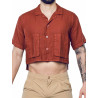 2eros Cropped Linen Shirt Bombay Brown (T9771)