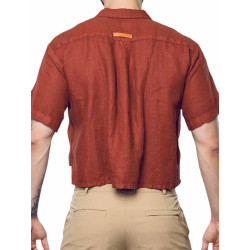 2eros Cropped Linen Shirt Bombay Brown (T9771)
