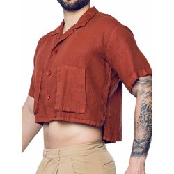 2eros Cropped Linen Shirt Bombay Brown (T9771)