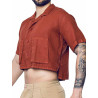 2eros Cropped Linen Shirt Bombay Brown (T9771)