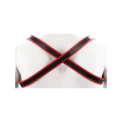 Bulldog Chest Harness Leatherette Black/Red (T9083)