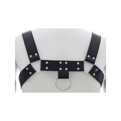 Man Chest Harness Leatherette Black Adjustable (T9082)