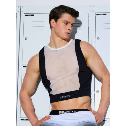Supawear Mesh Dual Tone Crop Tank Black & White (T9983)