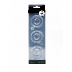 Sport Fucker Chubby Rubber 3-pc Cockring-Set Clear (T4619)