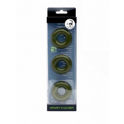 Sport Fucker Chubby Rubber 3-pc Cockring-Set Army Green (T4617)