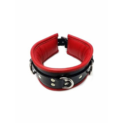 Rouge Leather Padded Posture Collar with 3 D-Rings Black/Red (T11435)