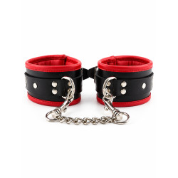 Rouge Padded Leather Wrist Cuffs Black/Red (T11314)