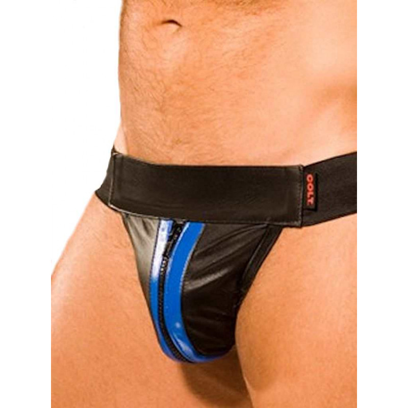 Colt Leather Zip Jock - Blue (T0022)